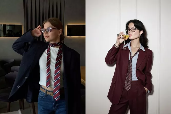 Xu hướng "Bow To Tie": Màn tái xuất ấn tượng của cà vạt trong tủ đồ của chị em