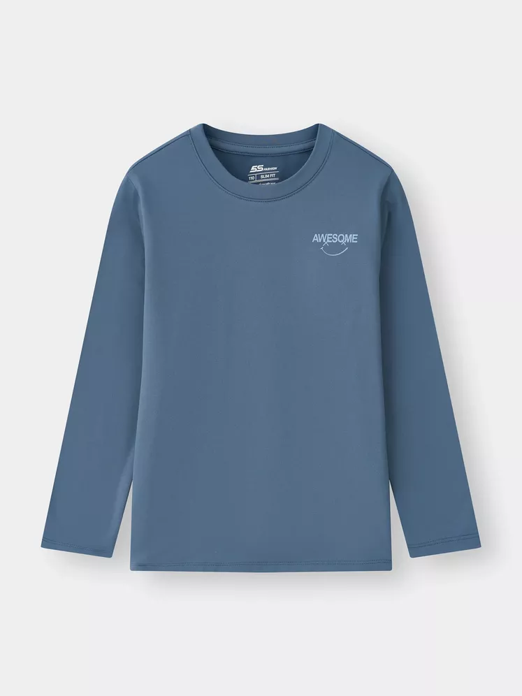 Áo Giữ Nhiệt Bé Trai Cổ Tròn 5S Fashion Lót Nỉ Bông Slimfit B0AGN25005