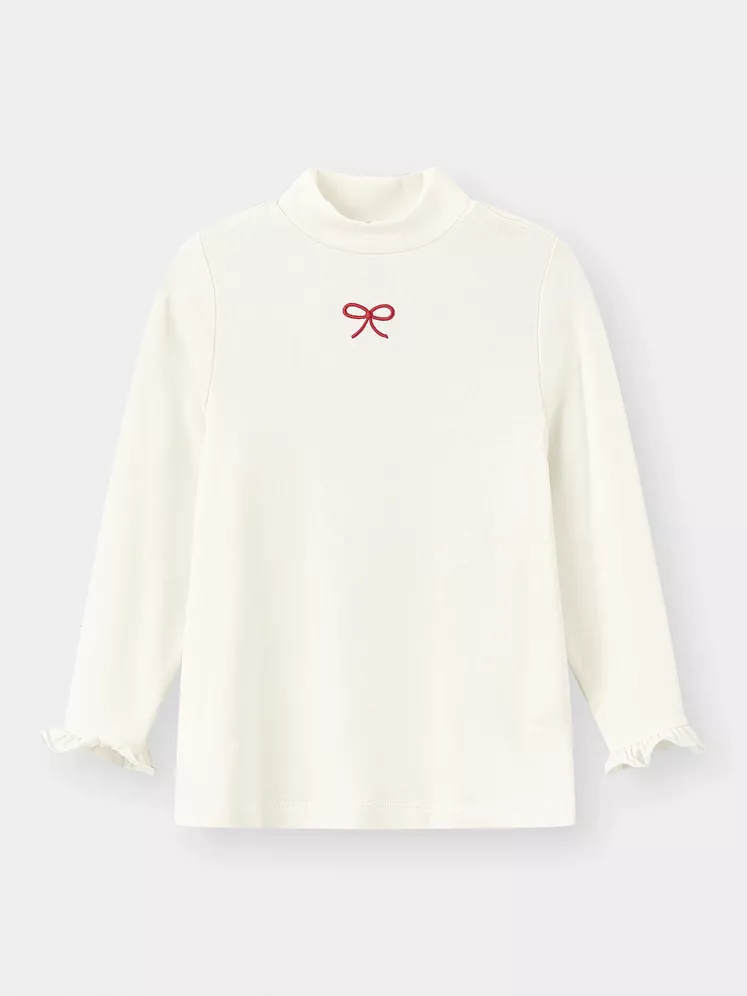 Áo Giữ Nhiệt Bé Gái 5S Fashion Thêu Nơ Cổ 3 Phân G0AGN25003