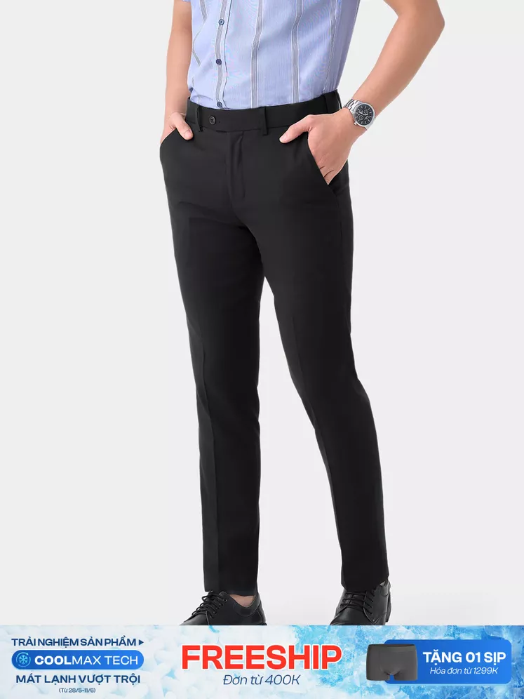 Quần Tây Nam 5S Fashion Cạp Tăng Đơ Slimfit QAU23017