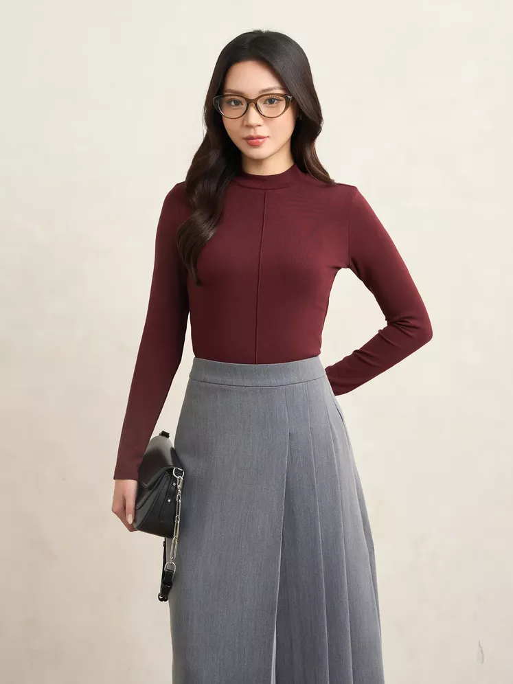 Áo Giữ Nhiệt Nữ Cổ 3 Phân 5S Fashion Cách Điệu W0AGN25001