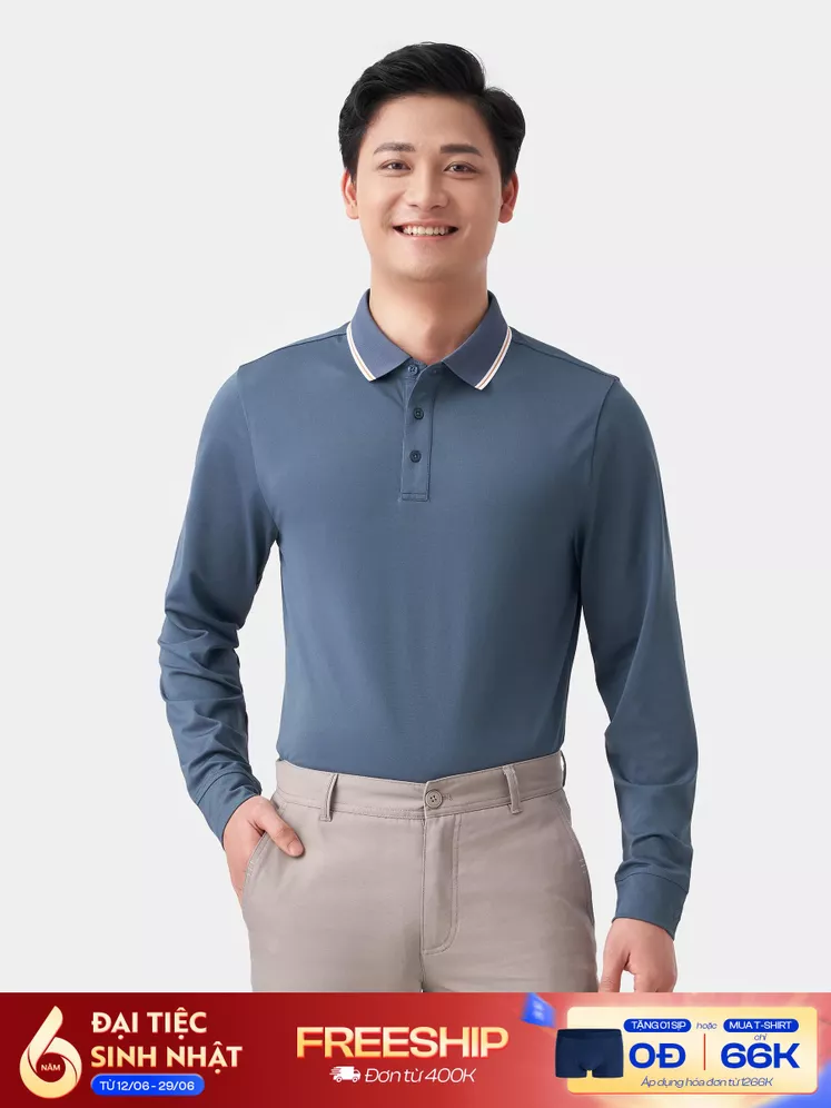 Áo Polo Dài Tay Phối Màu 5S Fashion Regularfit APD23003