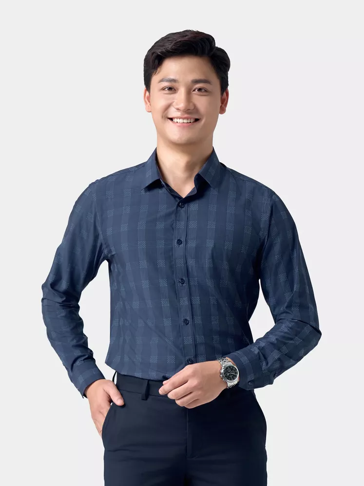 Áo Sơ Mi Nam Dài Tay 5S Fashion Dệt Kẻ Sang Trọng ASM24181