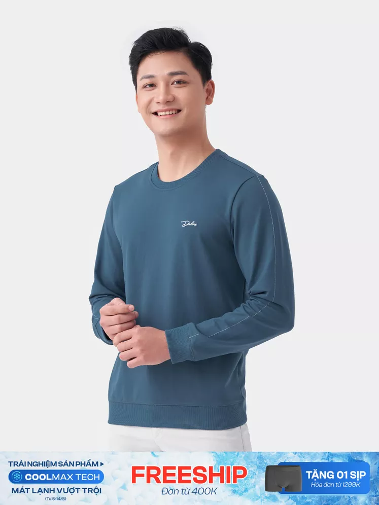 Áo Nỉ Cổ Tròn 5S Fashion Chữ Thêu Slimfit ANO23019
