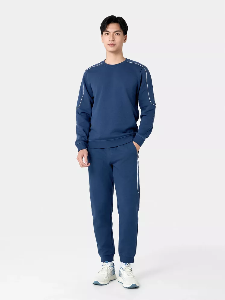 Bộ Nỉ Nam Cổ Tròn 5S Fashion Phối Line Khỏe Khoắn Slimfit BNI24020