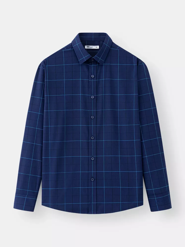 Áo Sơ Mi Nam Dài Tay 5S Fashion Dệt Kẻ Ô Regular ASM24005