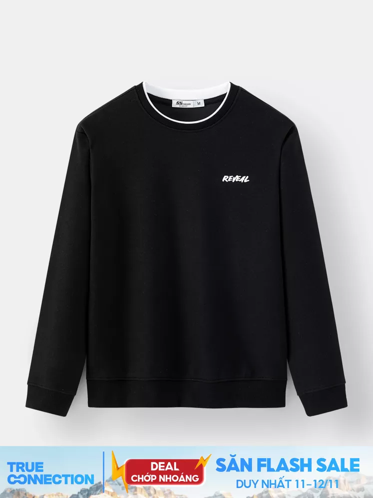 Áo Sweater Nỉ Nam 5S Fashion Cổ Hai Lớp Phối Màu ANI24017