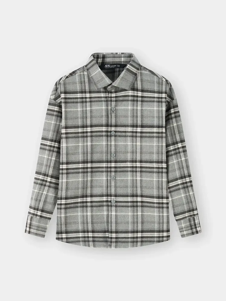 Áo Sơ Mi Bé Trai 5S Fashion Kẻ Caro Phom Regular B0ASM25002