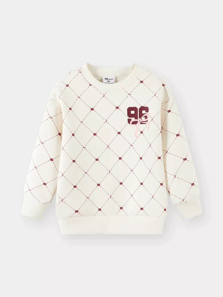 Áo Nỉ Bé Gái 5S Fashion Họa Tiết Monogram Phom Regular GBANI25004