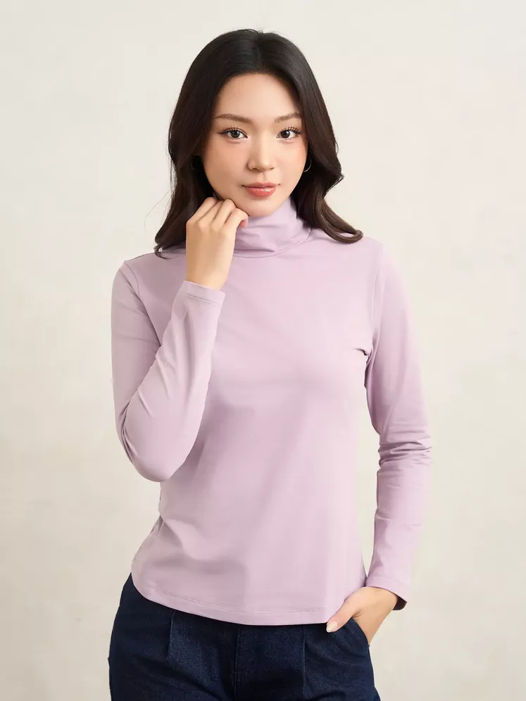 Áo Giữ Nhiệt Nữ Extra-warm 5S FASHION Cổ 9 Phân Lót Bông Nỉ W0AGN25007