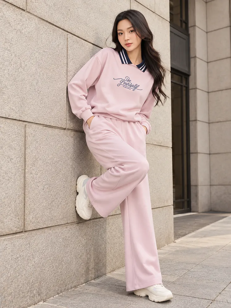 Bộ Nỉ Nữ Dài Tay 5S FASHION COZY CHIC S-SOFT Cổ Polo WBNI26017