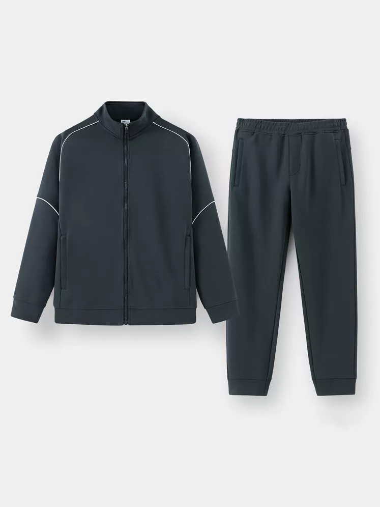 Bộ Nỉ Khóa Nam ZIP-STRIPE S-WARM Phối Line Phom Slimfit MBNK25027