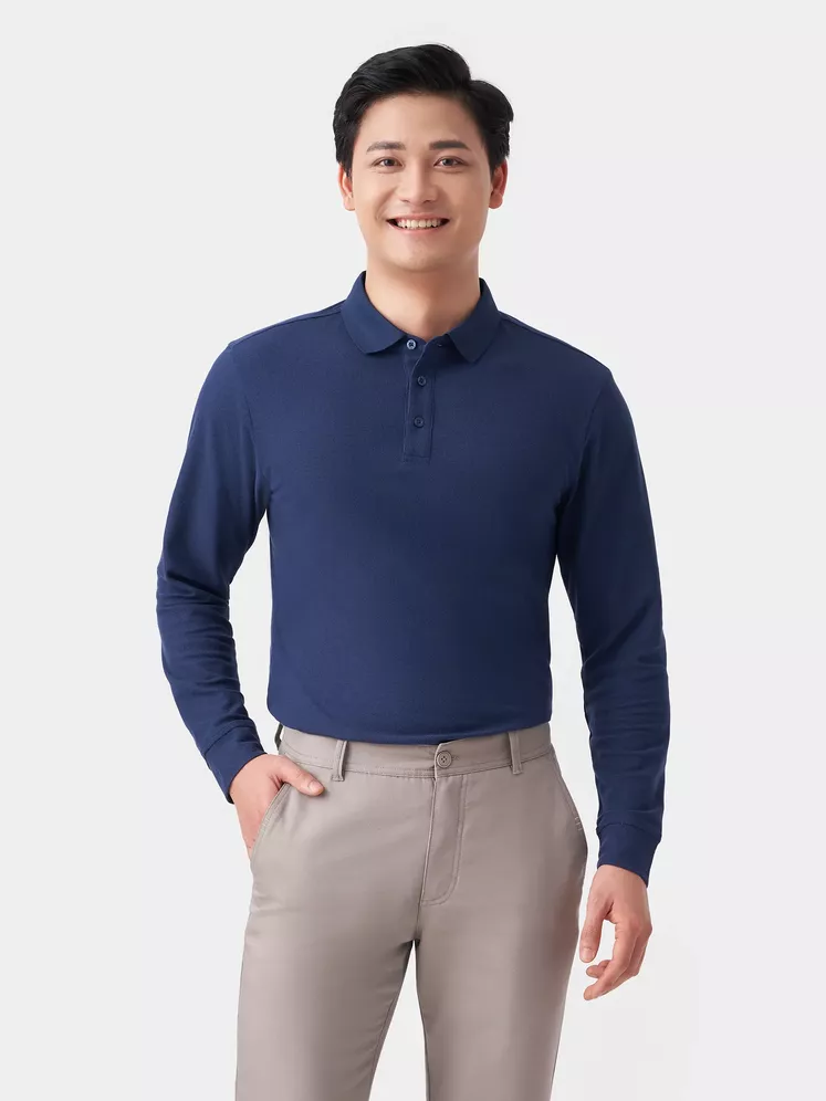 Áo Polo Dài Tay Nam Trơn 5S Fashion Slim Fit APD23602