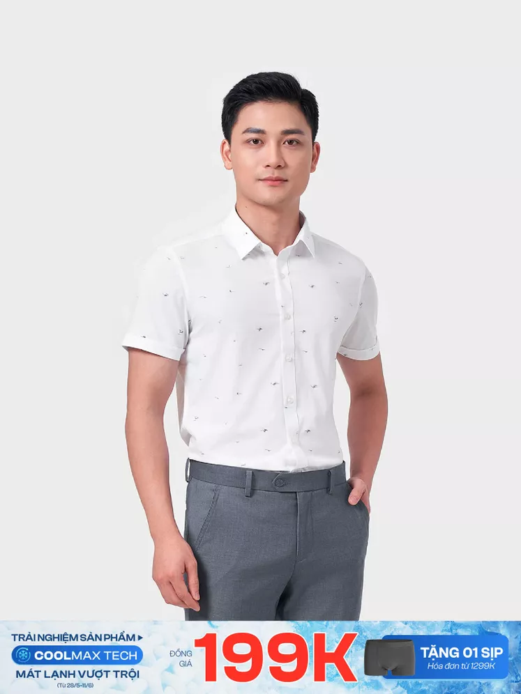 Áo Sơ Mi Nam Ngắn Tay 5S Fashion Họa Tiết ASC24070