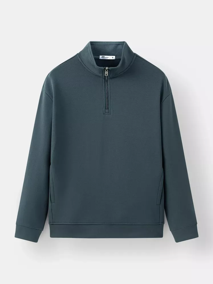 Áo Nỉ Cổ Trụ Khóa Lửng 5S Fashion Trơn Basic Phom Casual BANK24012