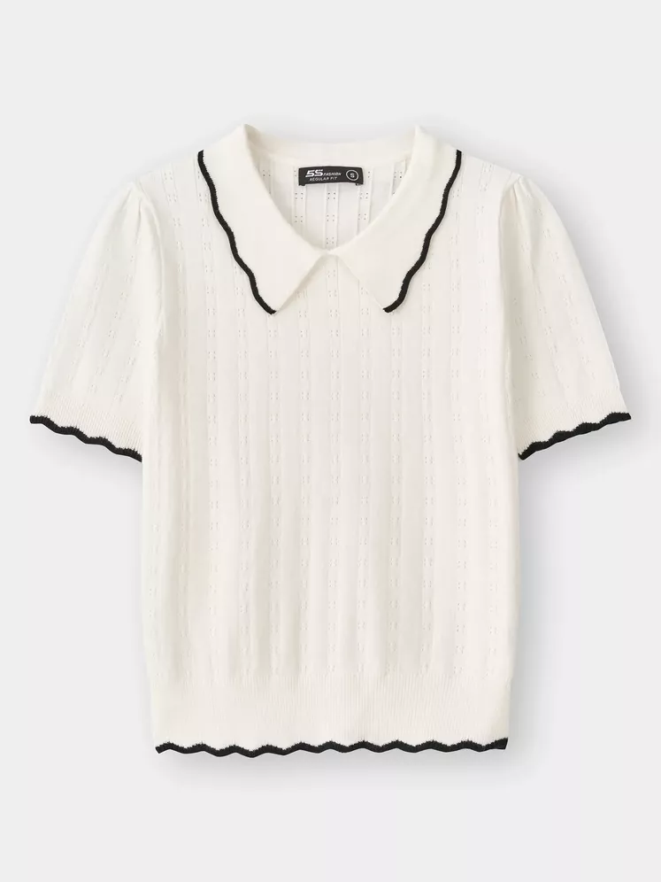 Áo Len Cộc Tay Nữ 5S Fashion Dệt Hiệu Ứng W0ALC25006