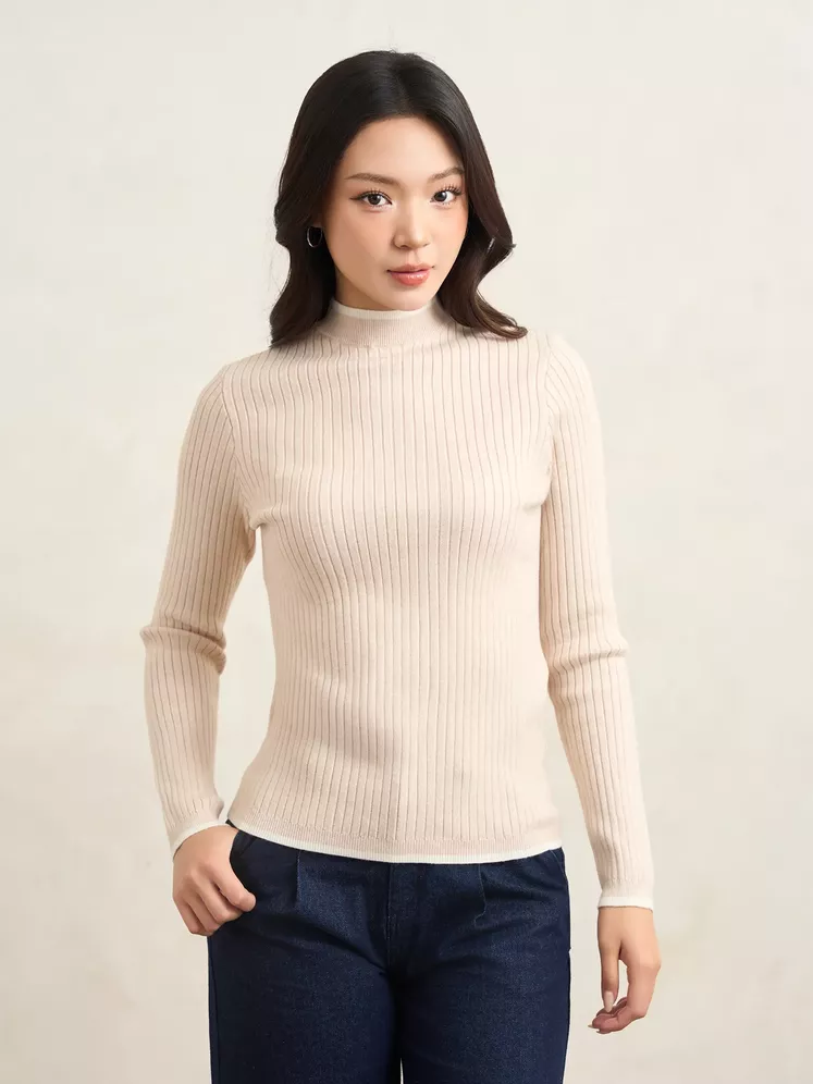 Áo Len Nữ 5S Fashion Cổ Layer Hiệu Ứng Sọc W0ALE25001