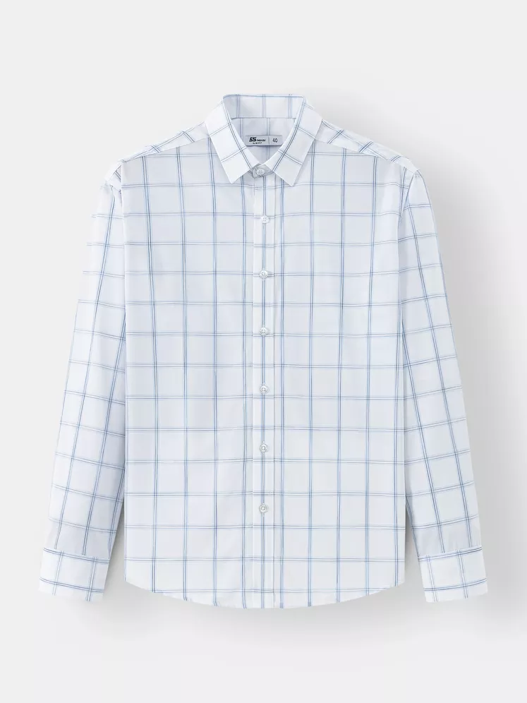 Áo Sơ Mi Nam Dài Tay Màu Trắng Kẻ Ô Slimfit ASM24009