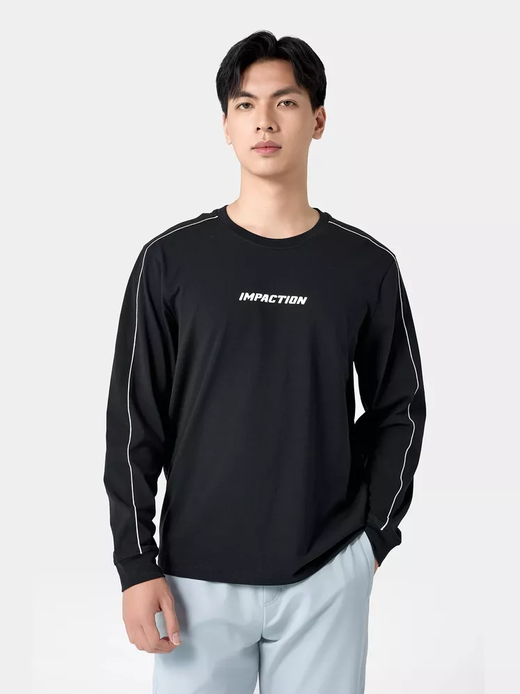 Áo Thun Nam Dài Tay 5S Fashion Cotton Phối Line ATH24003