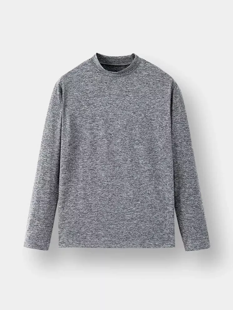 Áo Giữ Nhiệt Nam 5S Fashion Cổ 3 Phân Melange AGN24004