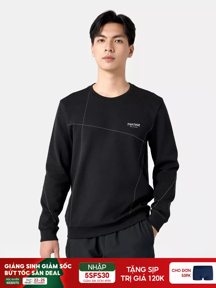 Áo Nỉ Nam 5S Fashion Họa Tiết Đường May Phom Slimfit ANI24003