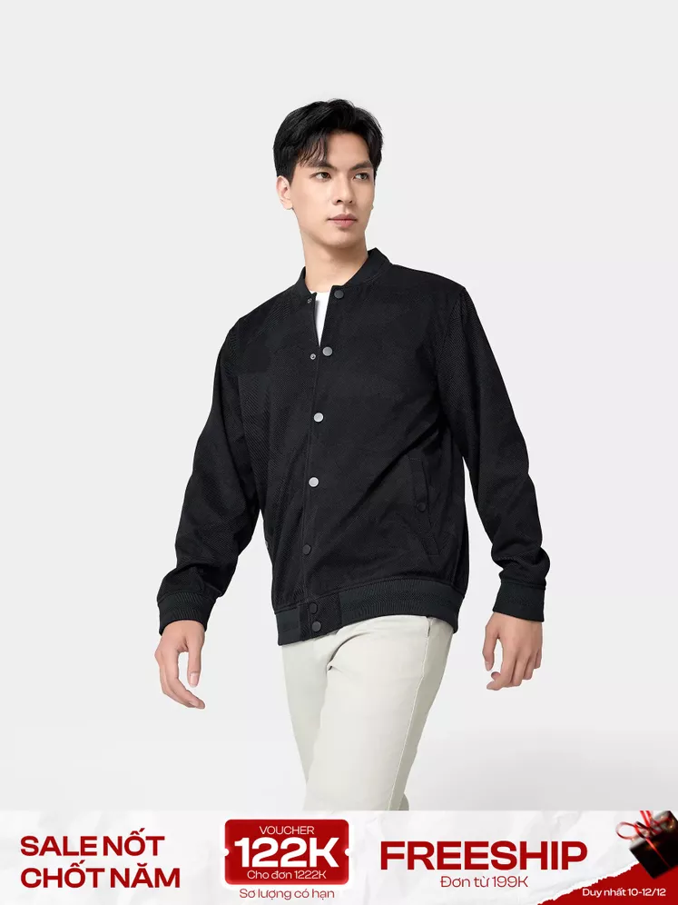 Áo Khoác Bomber Varsity Nam 5S Fashion Dệt Họa Tiết Cao Cấp AKB24010