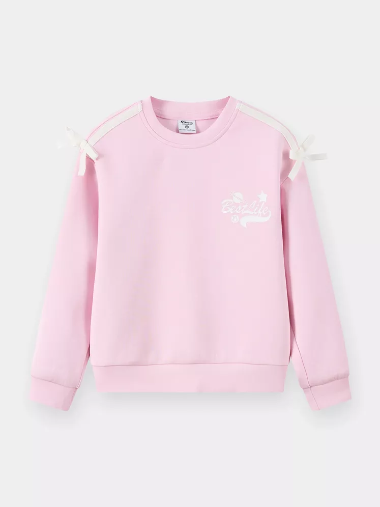 Áo Nỉ Bé Gái 5S Fashion Phối Nơ Phom Regular MBANI25001