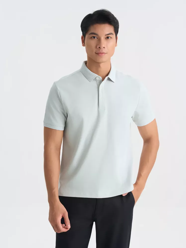 Áo Polo Nam 5S Fashion Trơn Bo Dệt Jacquard Slimfit APC25062