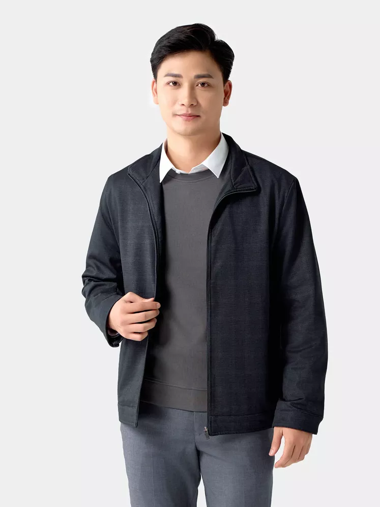 Áo Khoác Thời Trang Nam Cổ Trụ 5S Fashion Dệt Kẻ Ô Sang Trọng AKH24057