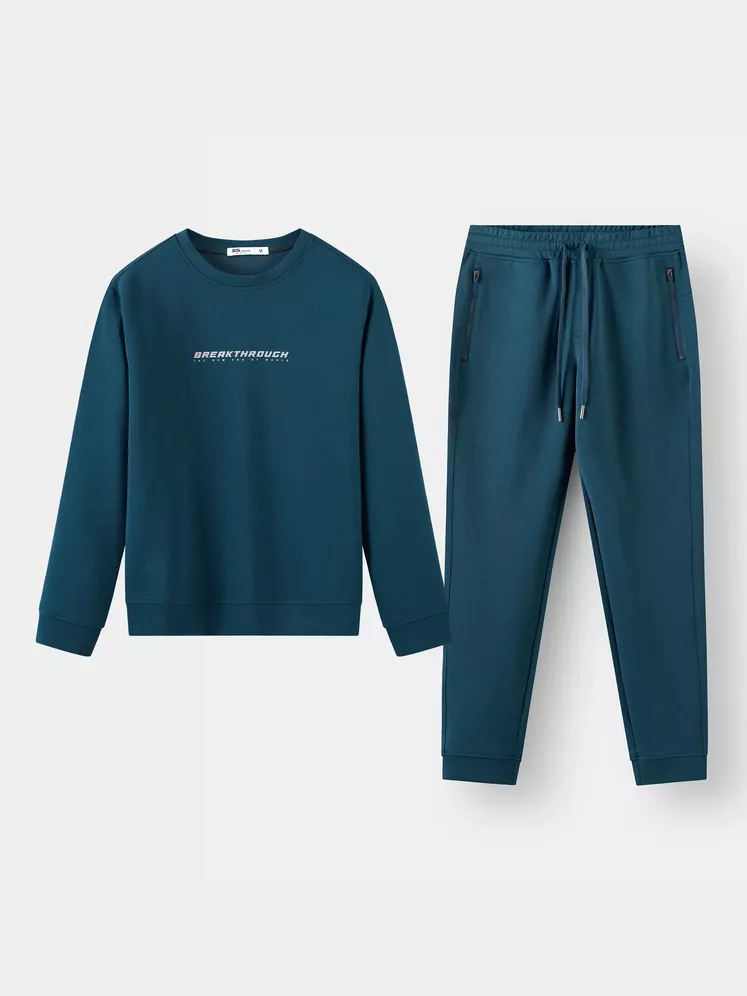 Set Bộ Nỉ Nam Cổ Tròn 5S Fashion In Basic Phom Slimfit MBNI25010