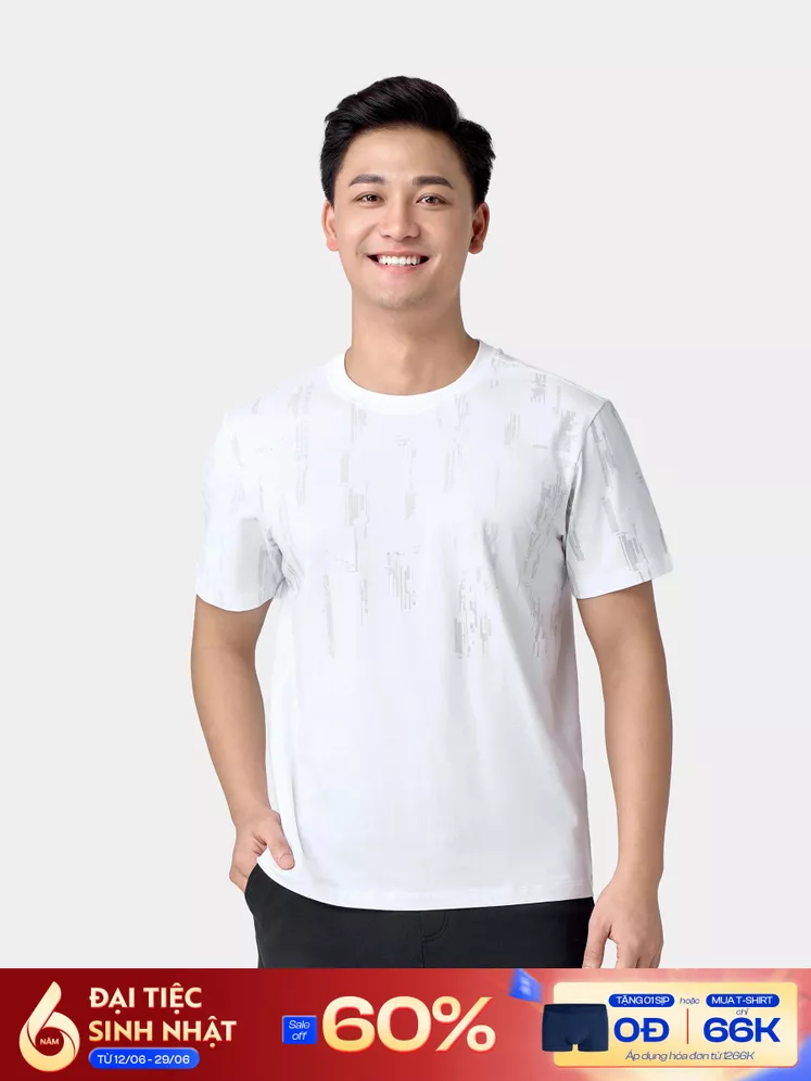 Áo Thun Nam Ngắn Tay 5S Fashion Cotton In Họa Tiết Casual ATS24004