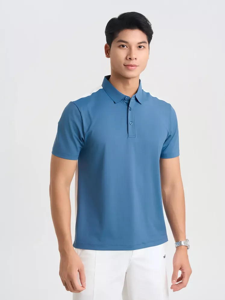 Áo Polo Nam 5S Fashion Can Phối In Lưng Slimfit APC25068