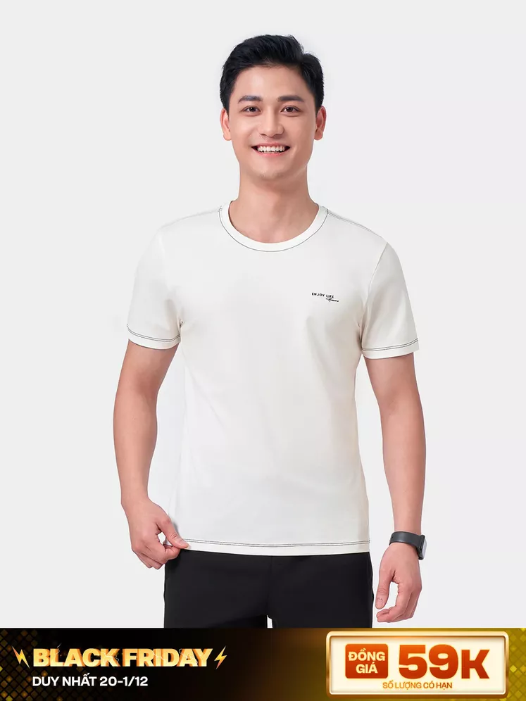 Áo Thun Nam Ngắn Tay 5S Fashion Đường Chần Chỉ ATS24051