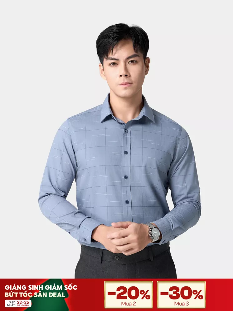 Áo Sơ Mi Nam Dài Tay Kẻ Ô 5S Fashion Slimfit ASM24012