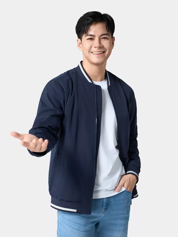 Áo Khoác Bomber Nam 5S Fashion Lót Lông In Logo AKB24017