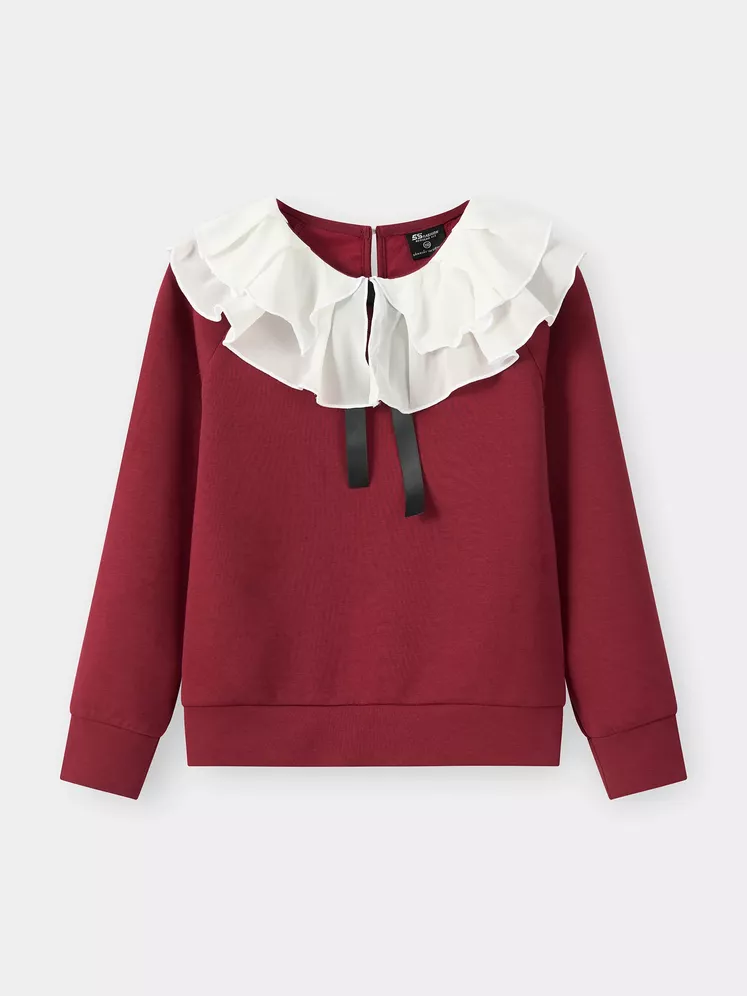 Áo Nỉ Bé Gái 5S Fashion Cổ Bèo Phối Nơ GBANI25005