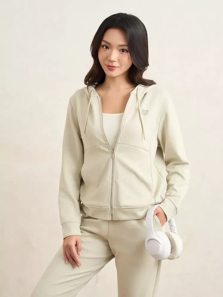 Áo Nỉ Khóa Nữ 5S Fashion Có Mũ In Basic Phom Regular WBAKN25013