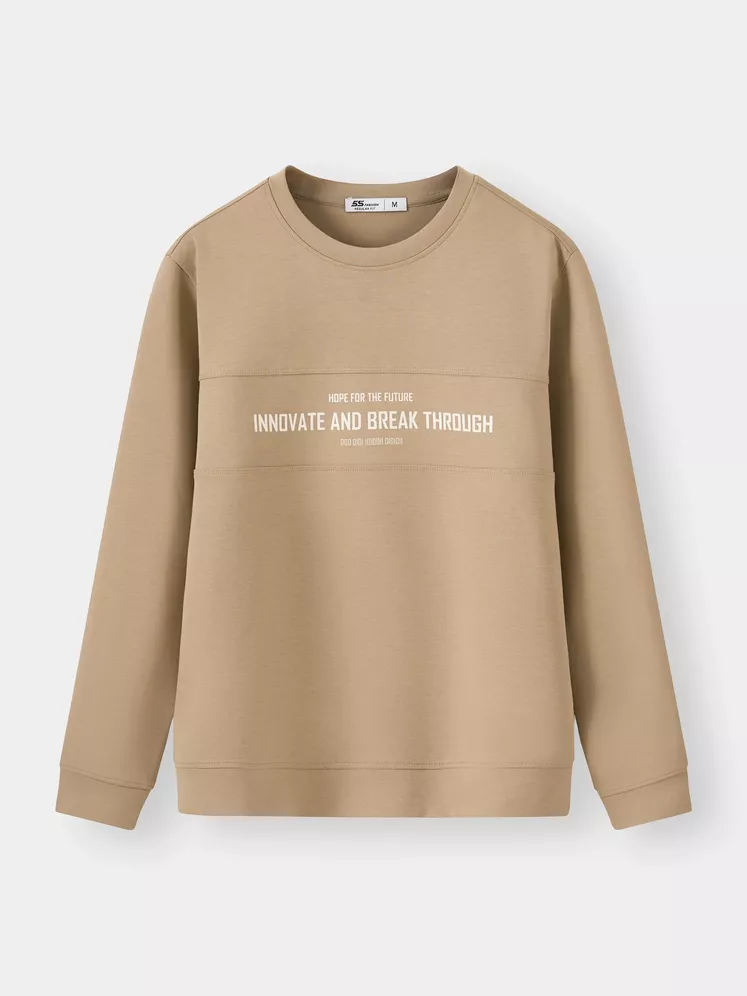 Áo Nỉ Nam 5S Fashion Cổ Tròn In Chữ Phom Regular M0ANI25012