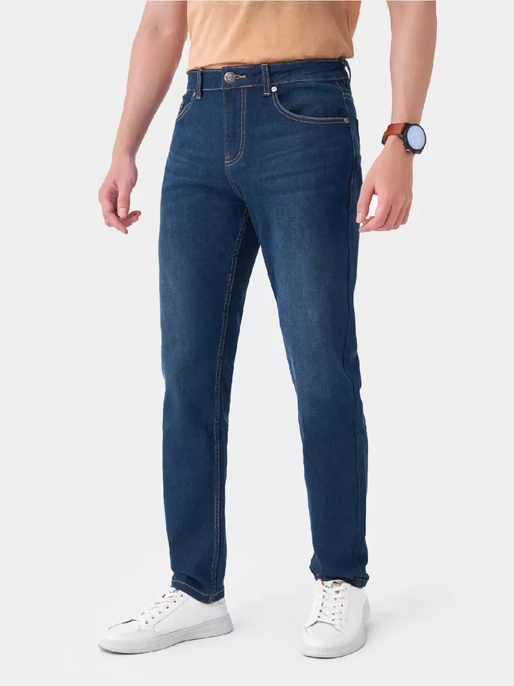 Quần Jean Nam Màu Xanh Đậm 5S Fashion Phom Slimfit QBD23011