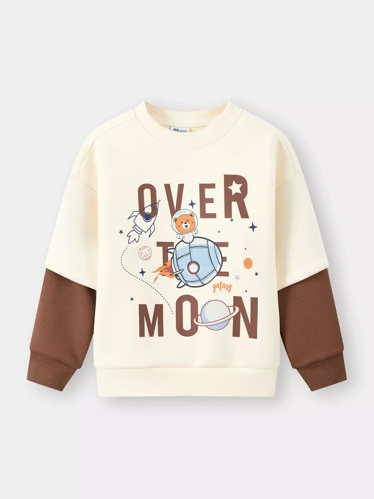 Áo Nỉ Bé Trai 5S Fashion In Nổi Bật Tay Layer Phom Regular BBANI25006