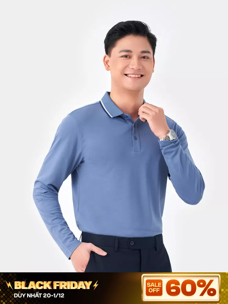 Áo Polo Dài Tay 5S Fashion Slimfit APD23001