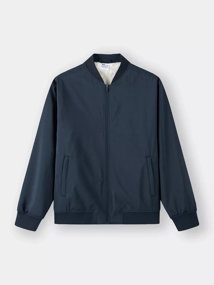 Áo Khoác Bomber Lót Lông 5S Fashion Kẻ Ô Hiệu Ứng M0AKB25008