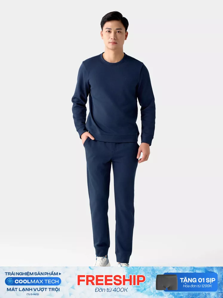 Bộ Quần Áo Nỉ Nam 5S Fashion Trơn Basic Slimfit BNI24001