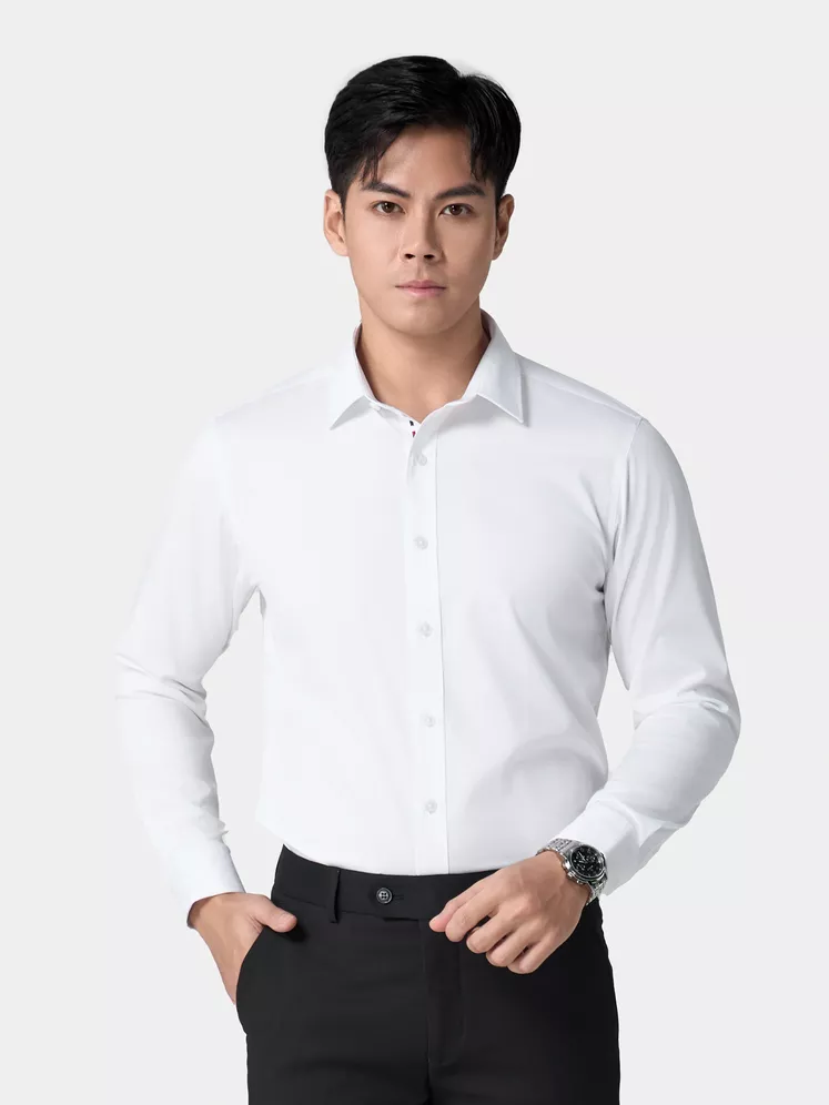 Áo Sơ Mi Nam Dài Tay Màu Trắng Phom Regular ASM24031