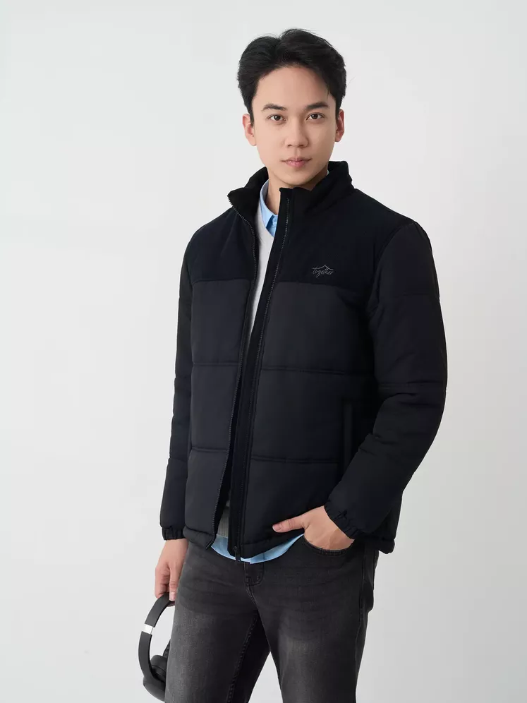 Áo Phao Nam Can Phối Nhung Cổ Trụ 5S Fashion Phom Slimfit M0PHF25001