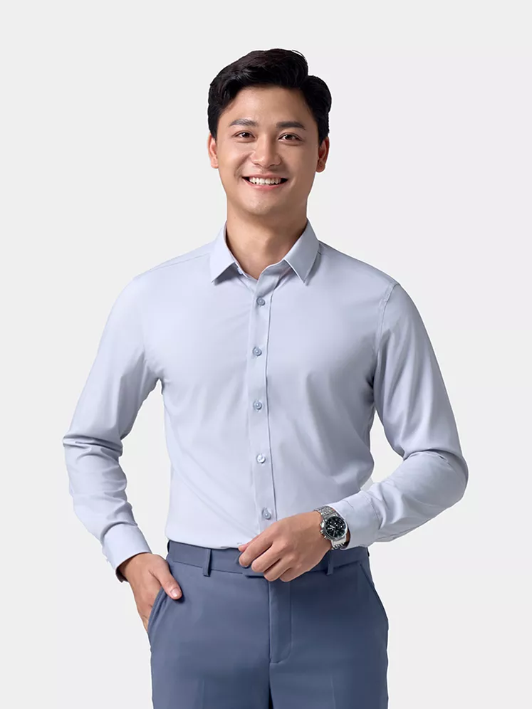 Áo Sơ Mi Nam Dài Tay 5S Fashion Trơn Basic Slimfit ASM24186