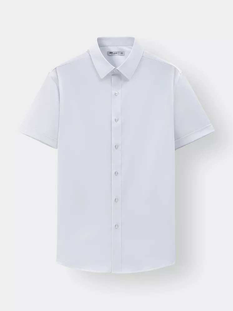 Áo Sơ Mi Nam Cộc Tay 5S Fashion Màu Trắng Trơn ASC25011