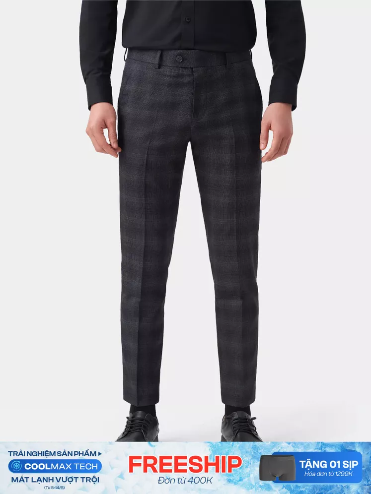 Quần Tây Nam 5S Fashion Dệt Kẻ Caro Slimfit QAU23056