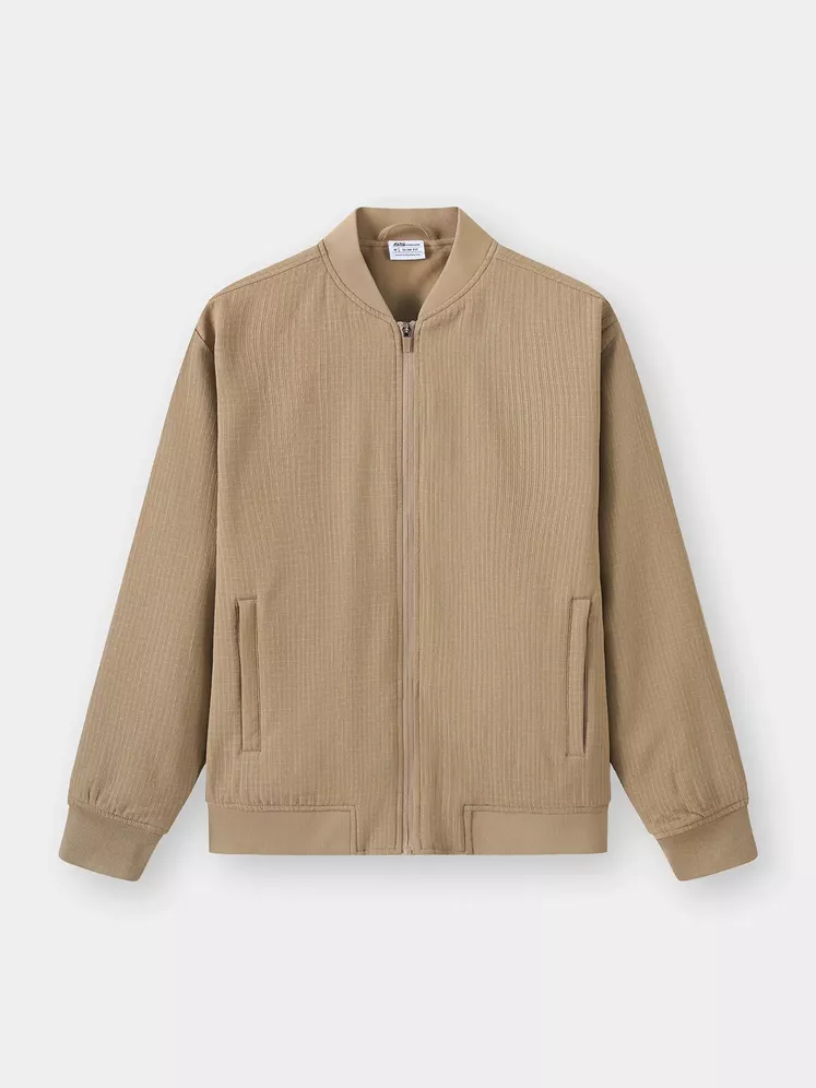 Áo Khoác Bomber Nam 5S Fashion Lót Nỉ Vải Hiệu Ứng M0AKB25012