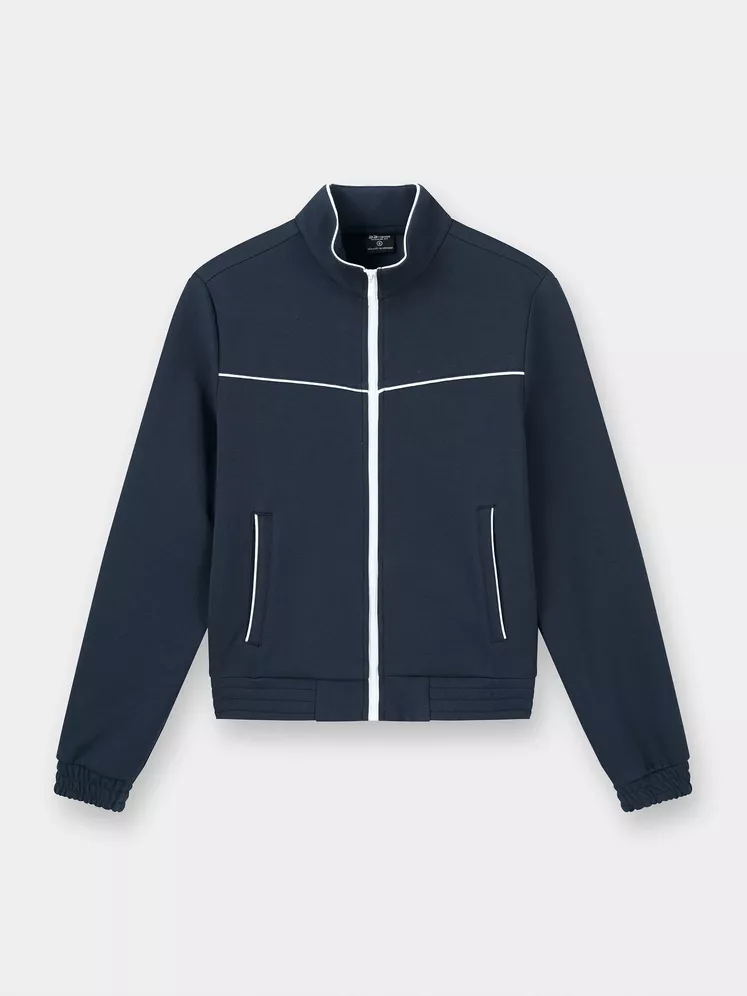 Áo Nỉ Nữ Kéo Khóa 5S Fashion Phối Viền Phom Regular WBAKN25006